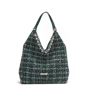 BOLSO HOBO GRANDE ESTILO TWEED (VERDE)