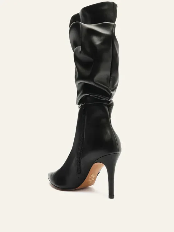 Bota Slouchy Cano Longo Salto Fino Preta My Shoes