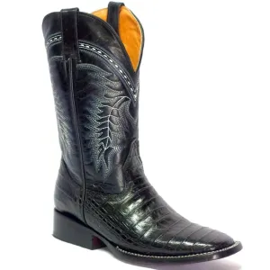 Botas de Cocodrilo Grabado Horma Rodeo Cuadrada Color Negro