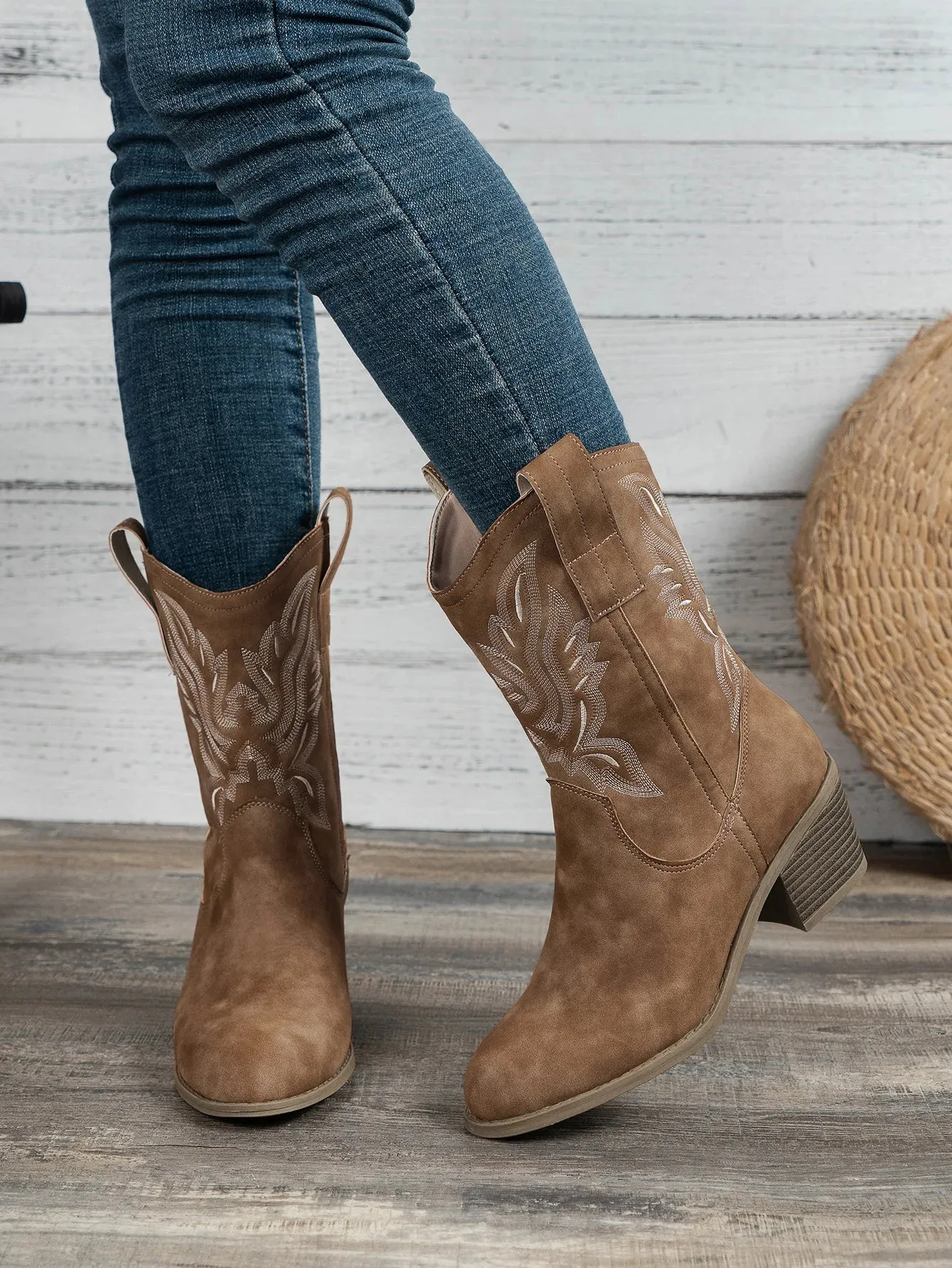 Botas de cuero de tacón alto