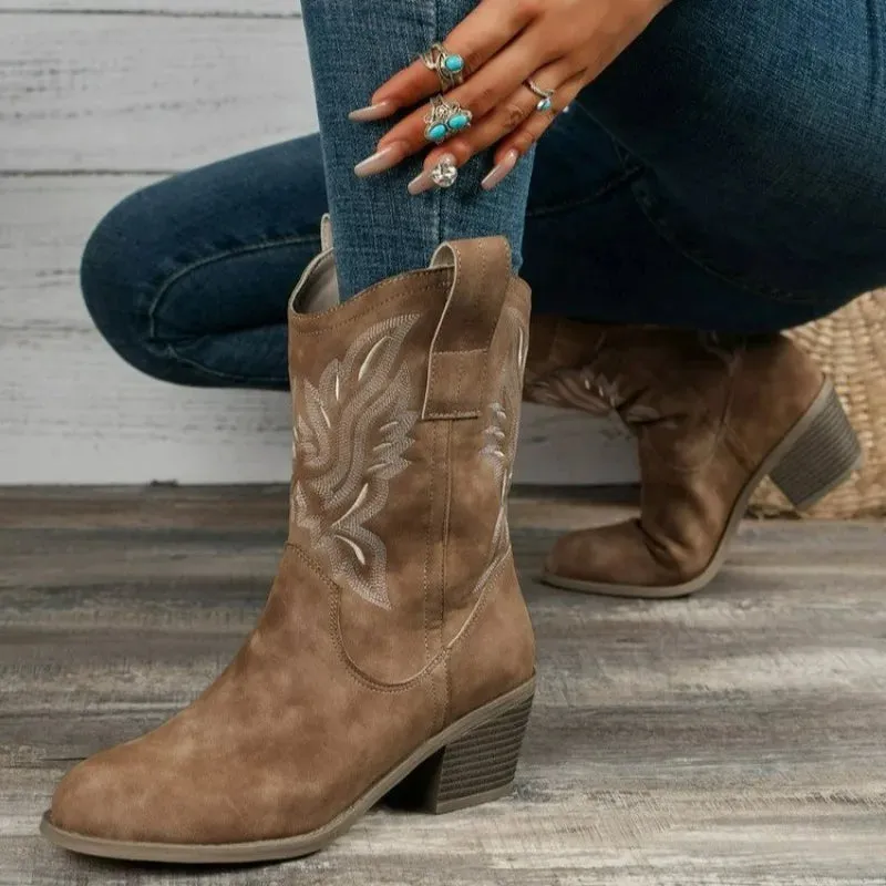 Botas de cuero de tacón alto