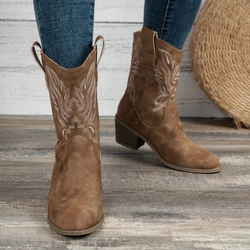 Botas de cuero de tacón alto
