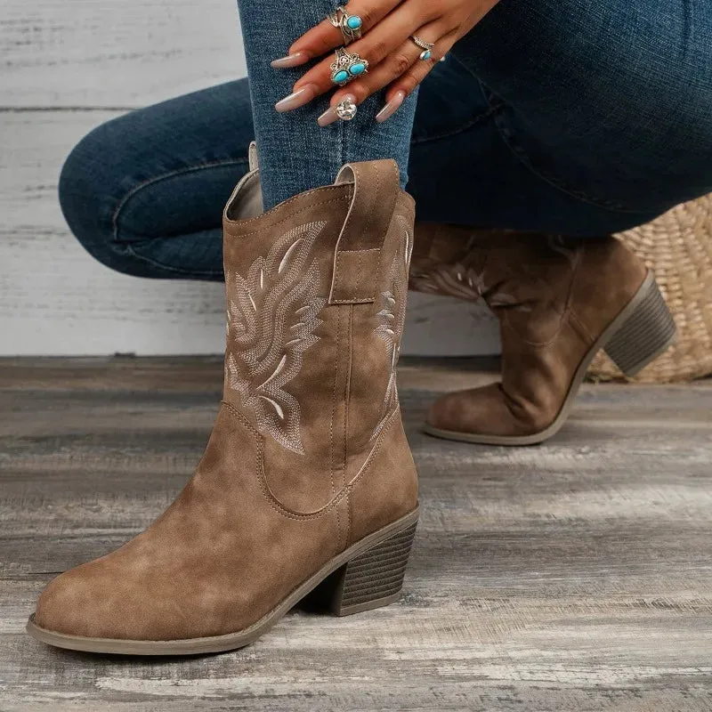 Botas de cuero de tacón alto