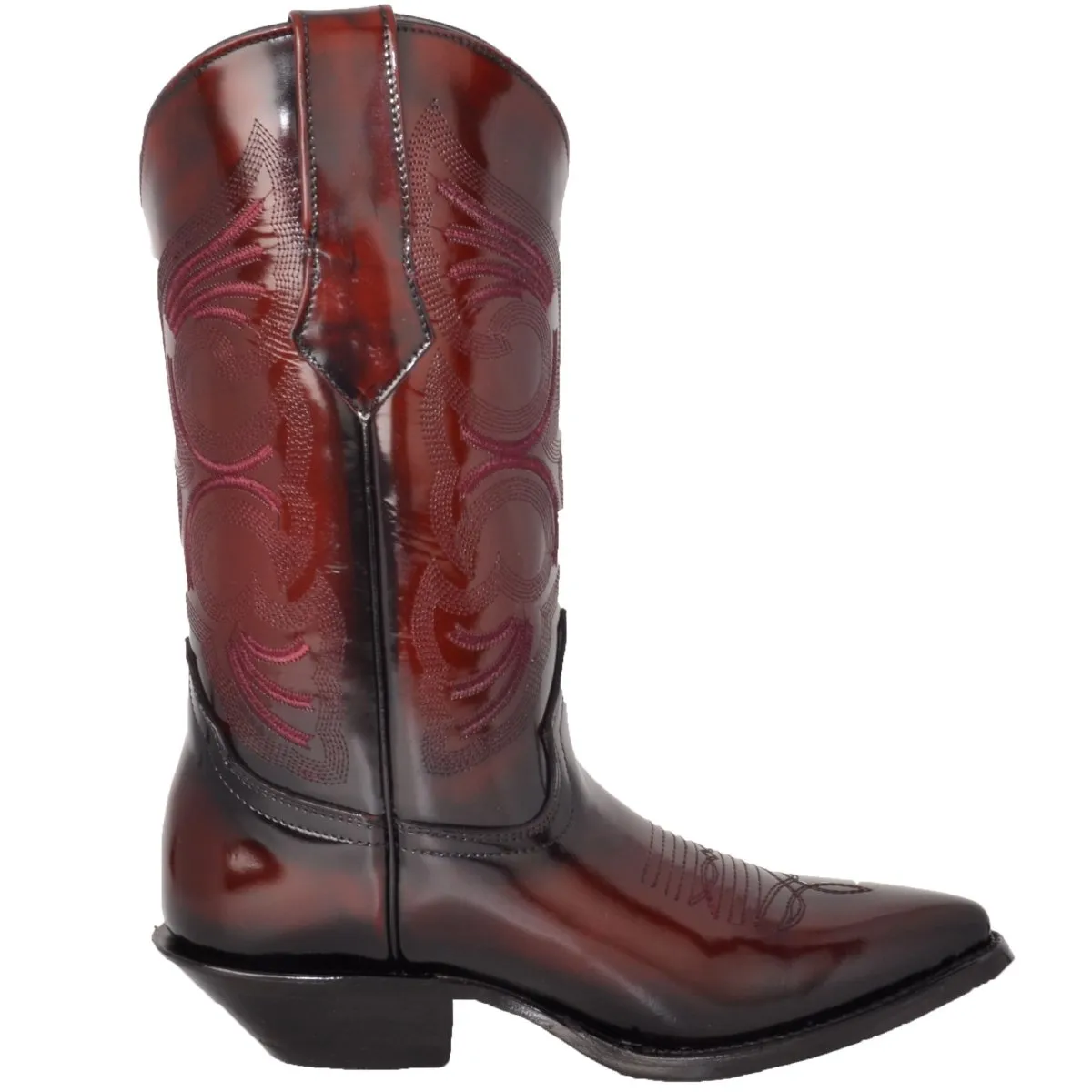 Botas de Cuero Original Camaleon Horma Puntal Color Vino JB-900CVINO