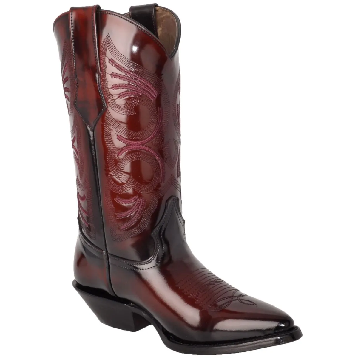 Botas de Cuero Original Camaleon Horma Puntal Color Vino JB-900CVINO