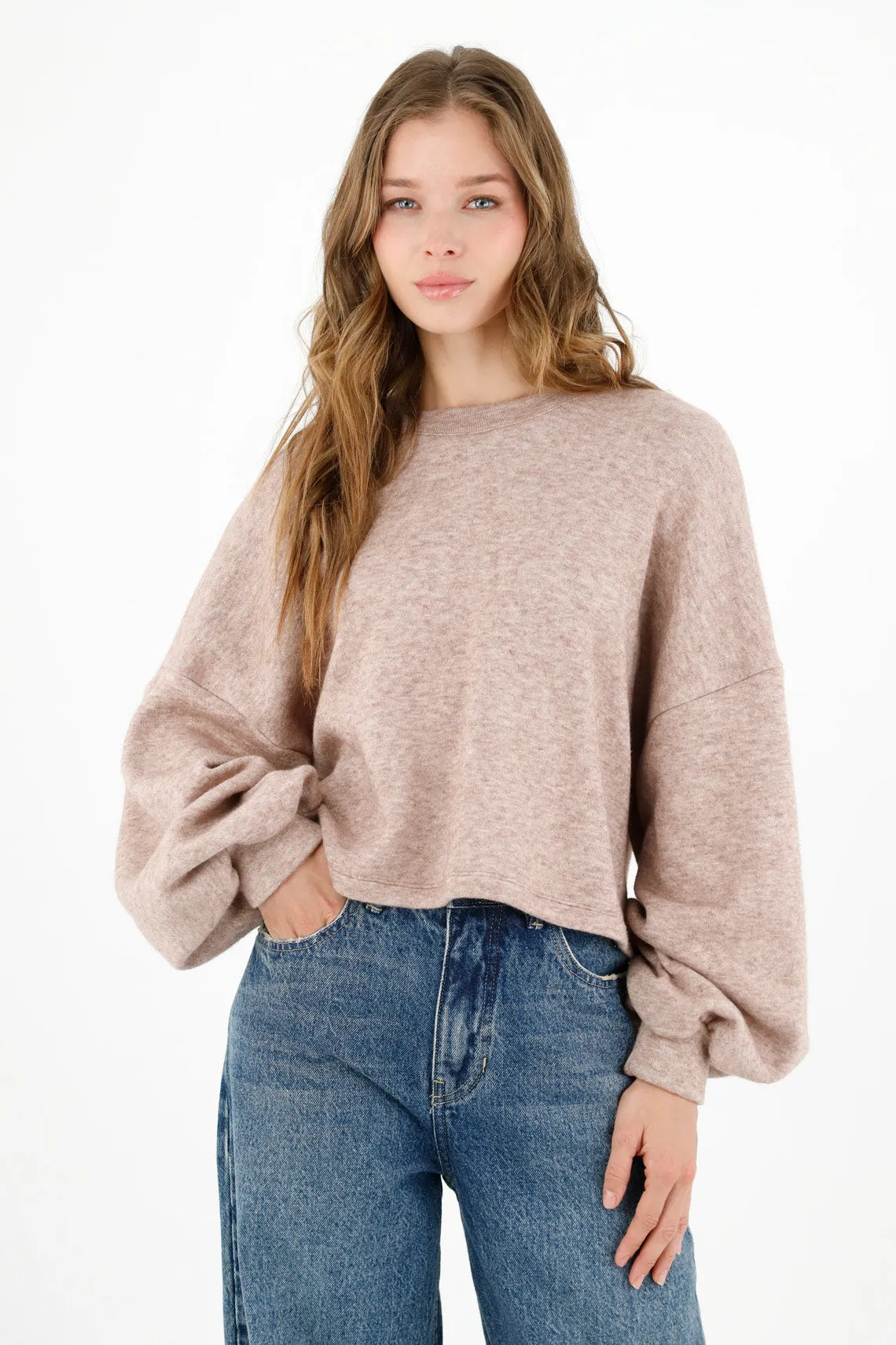 Buzo en tela perchada morado para mujer