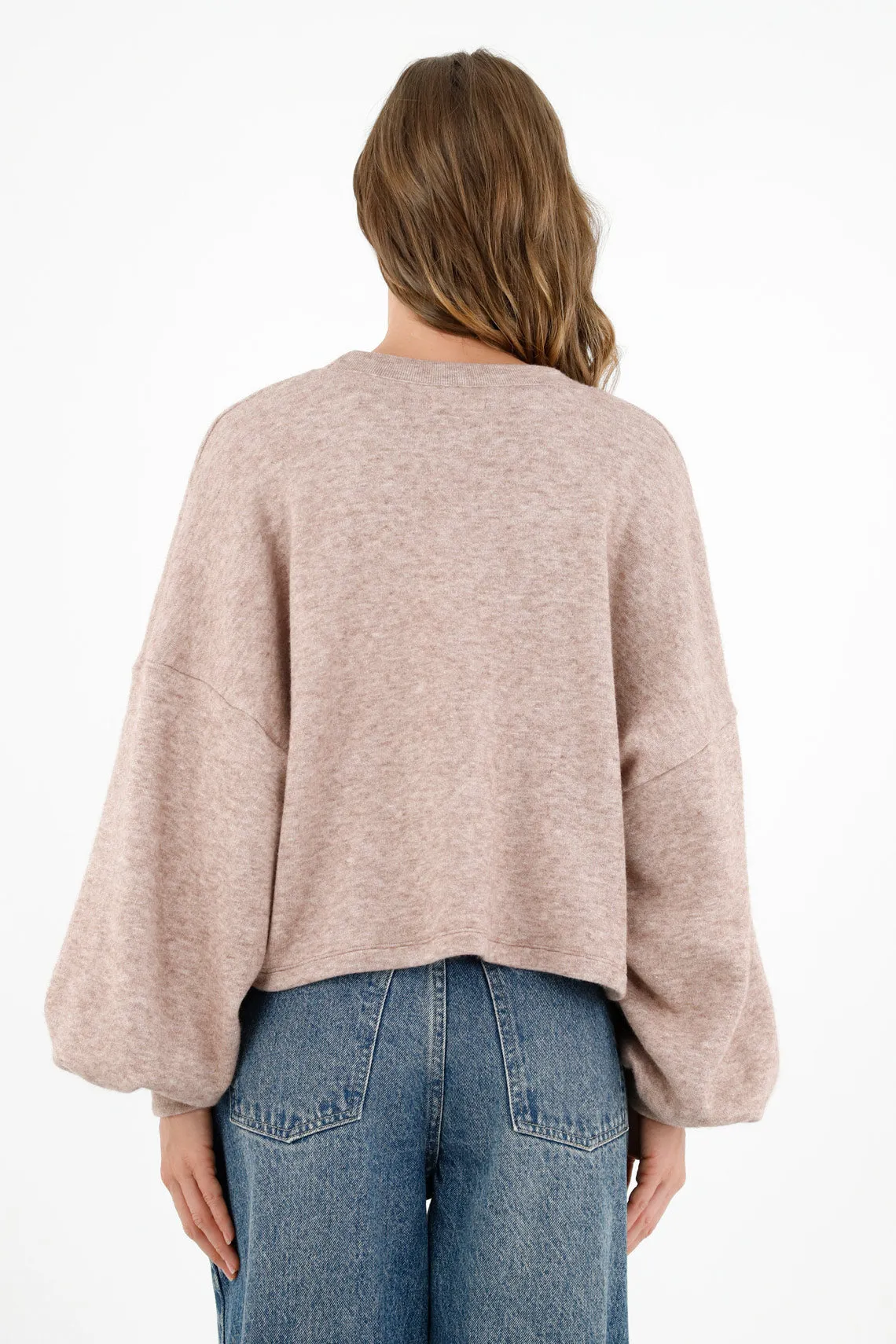 Buzo en tela perchada morado para mujer