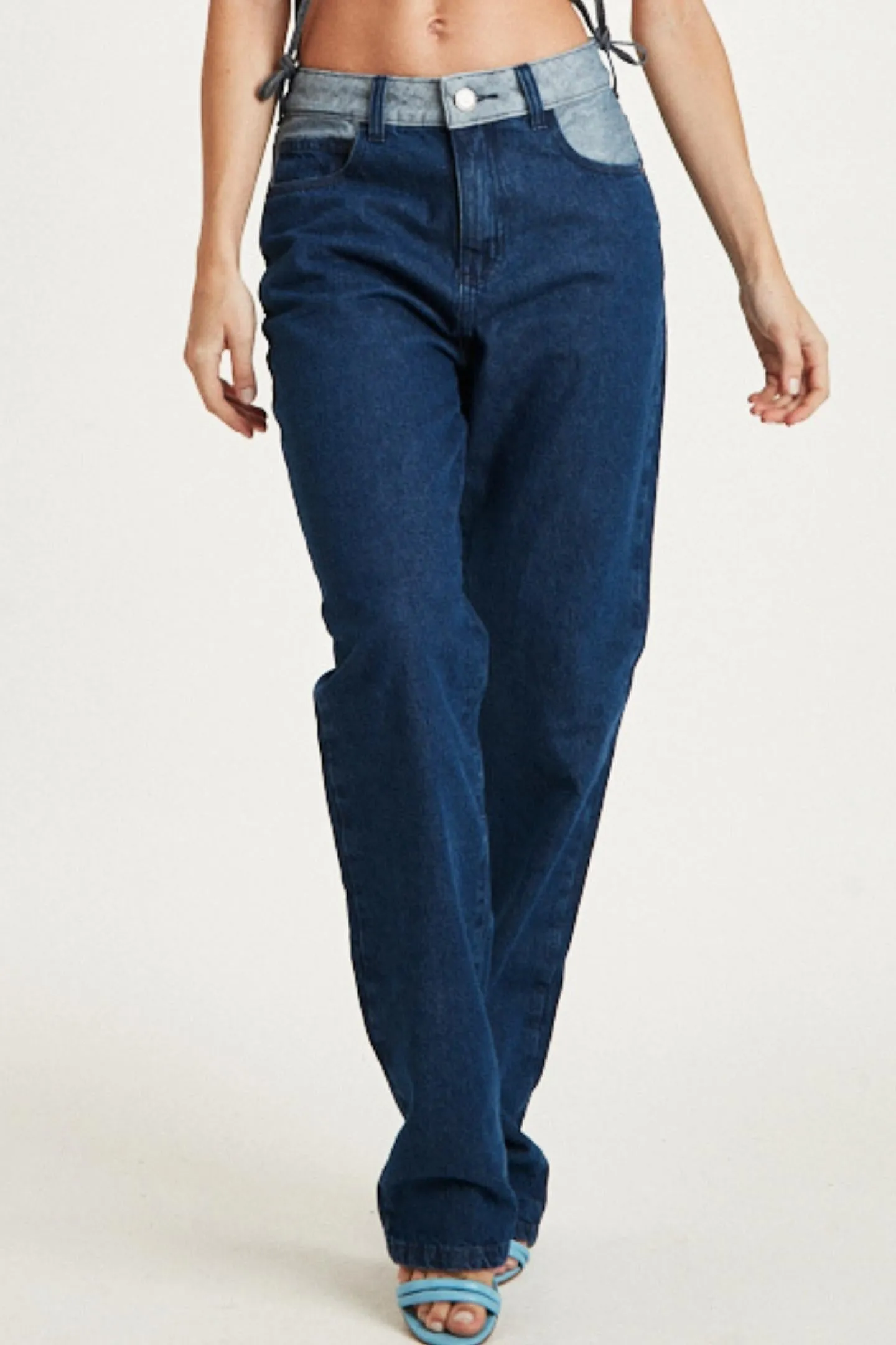 CALÇA JEANS RETA C4 PATCHWORK