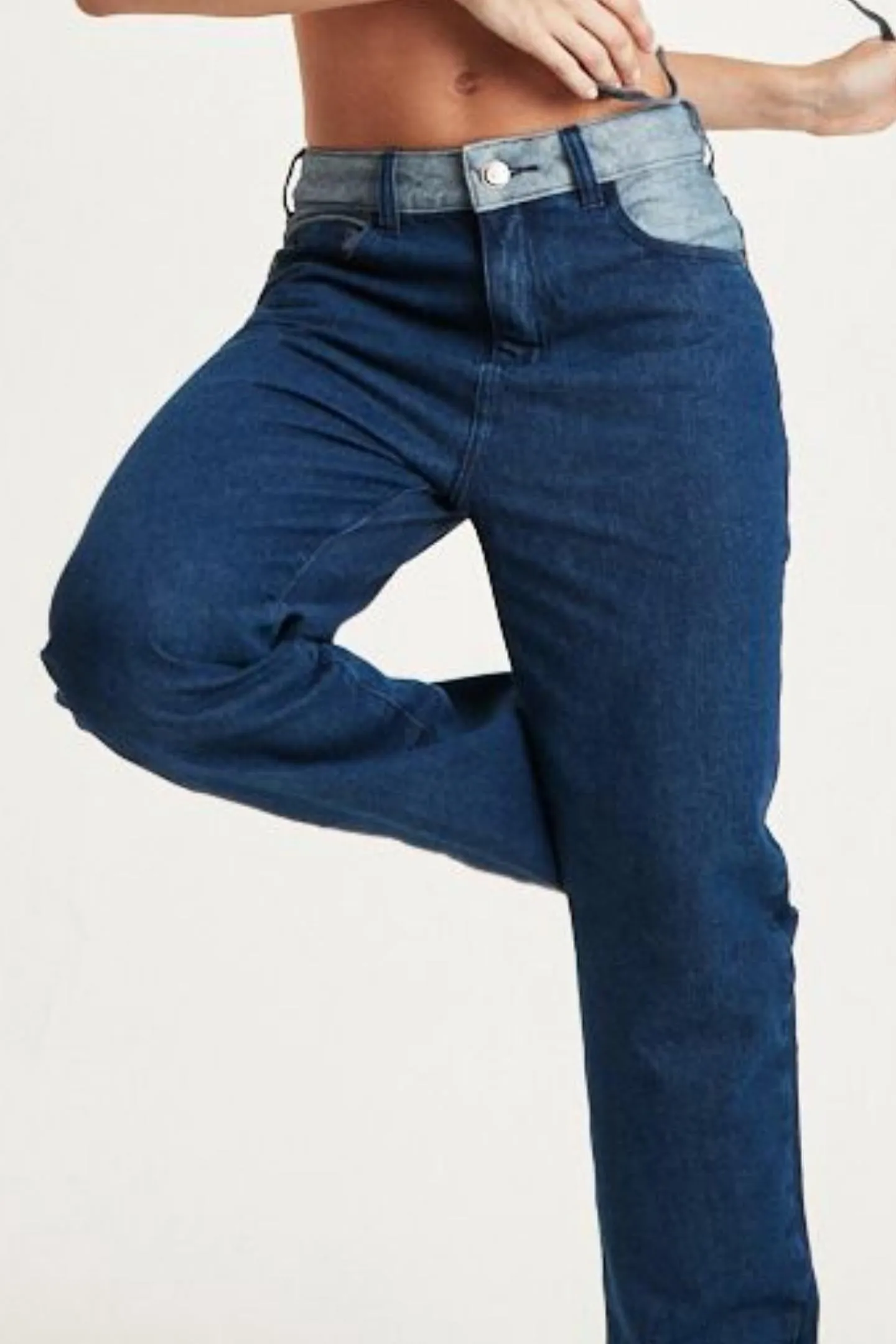 CALÇA JEANS RETA C4 PATCHWORK