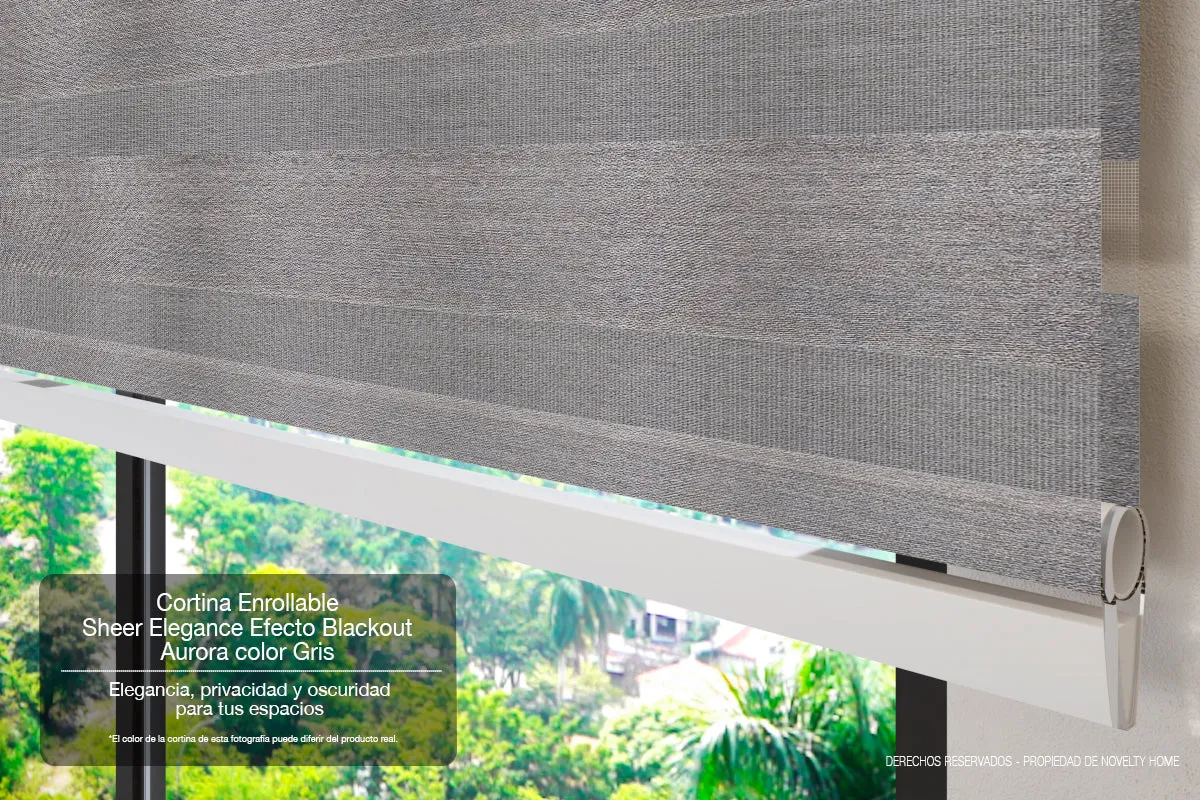 Cortina Sheer Elegance Efecto Blackout Aurora Gris