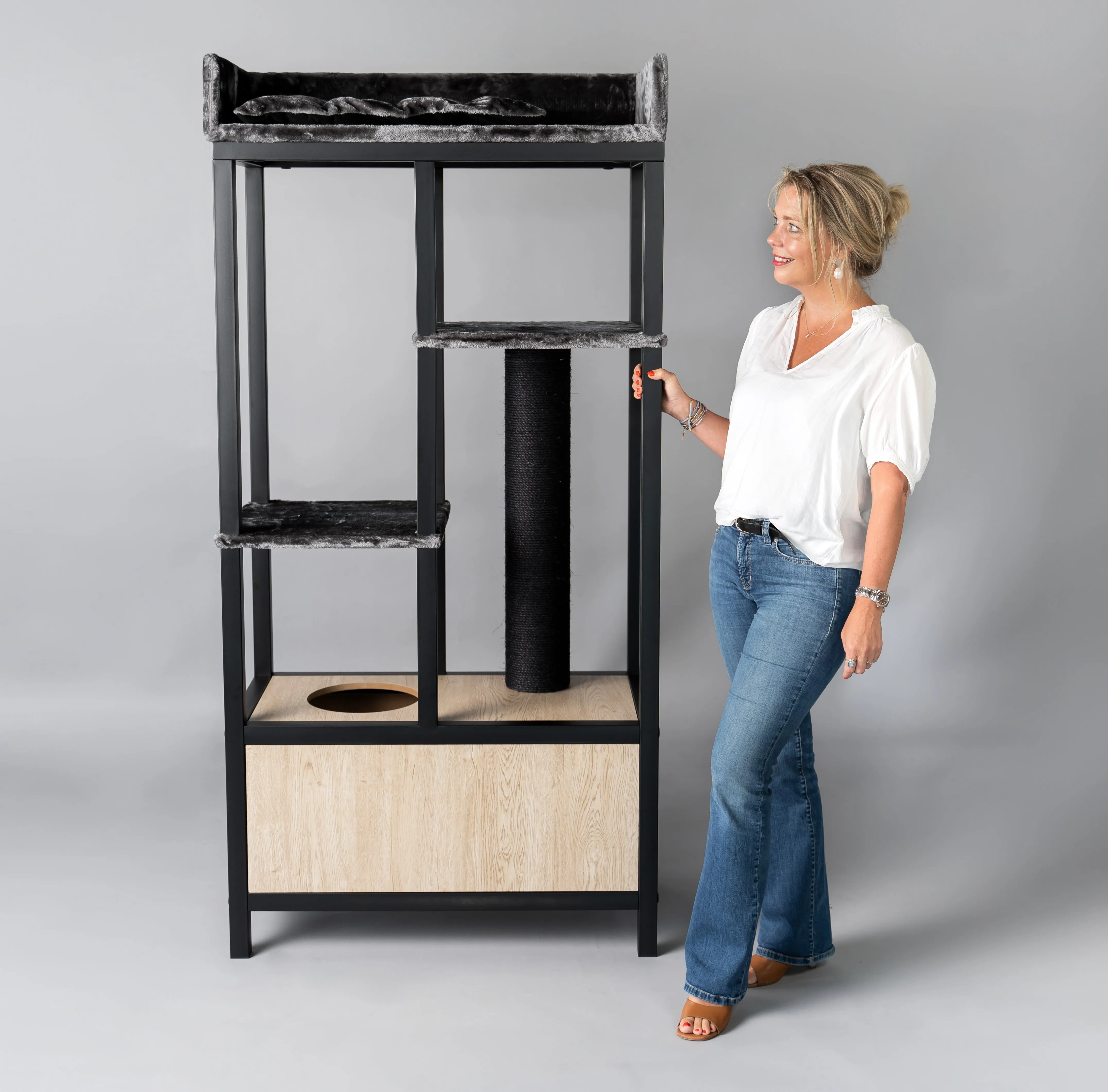 Diseño de mueble para gatos Maine Coon Feline Elite 190 Blackline (Gris Oscuro)