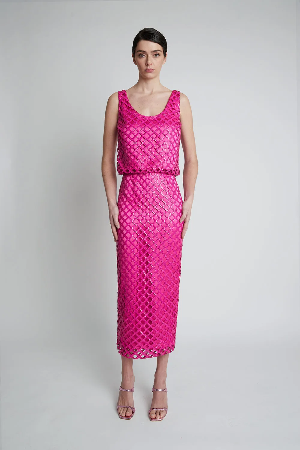 Falda tubo lentejuela fucsia
