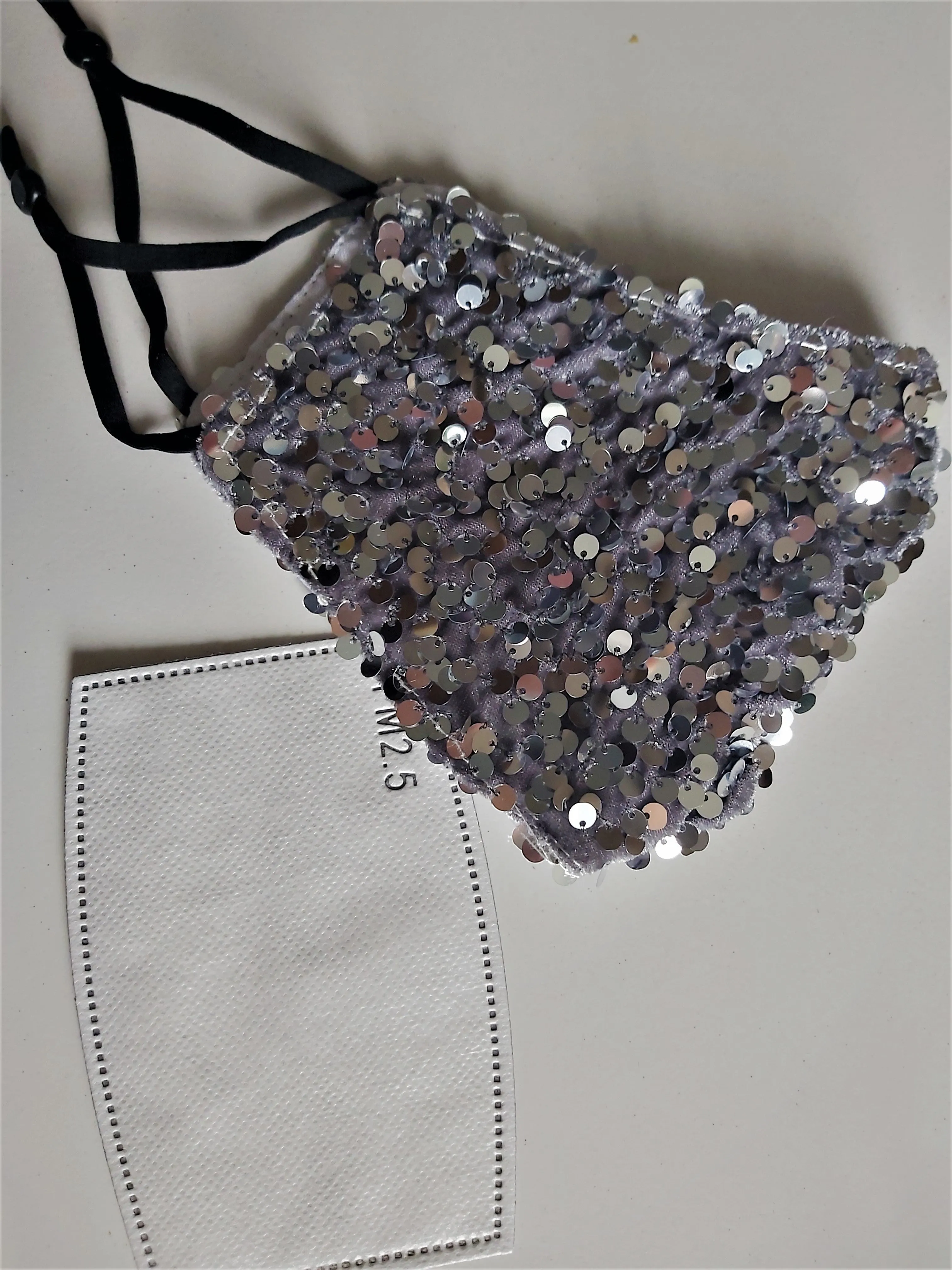 Mascarilla Gris con Lentejuelas
