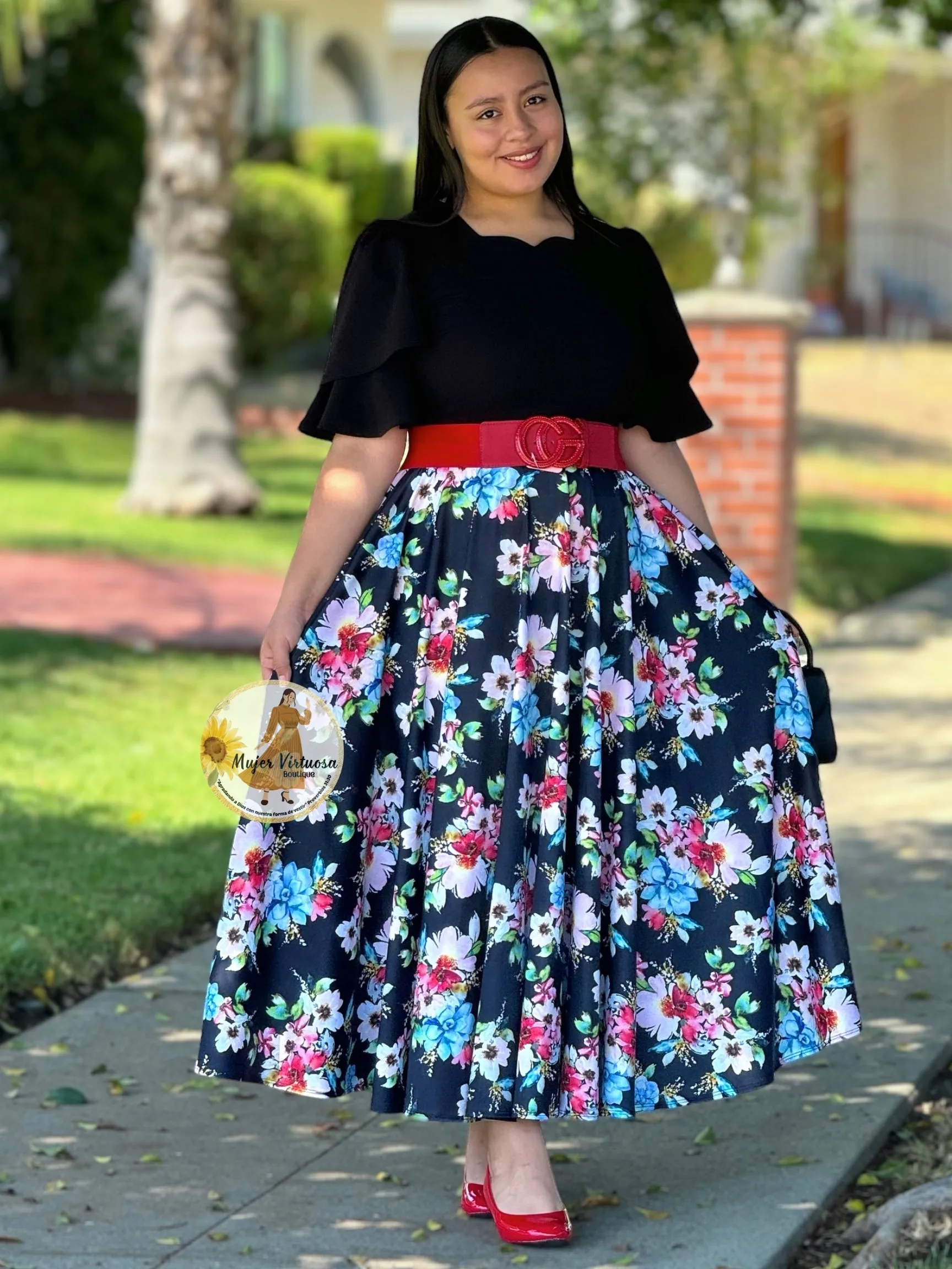 Olivia All Black Floral Dress