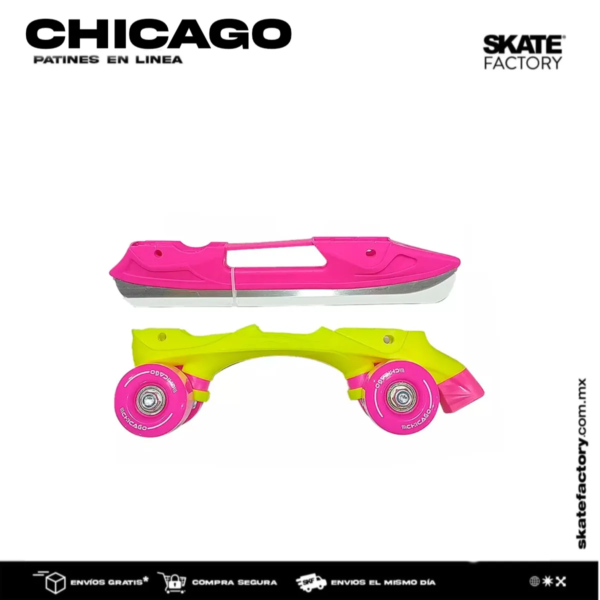 PATINES EN LINEA CHICAGO AJUSTABLES 3 EN 1 ROSA AMARILLO