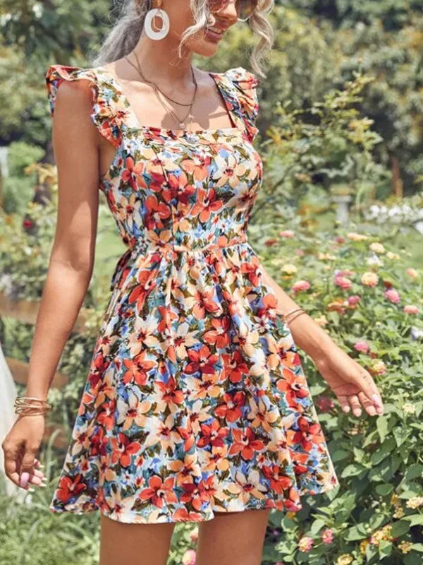 Vestido Curto Estampado Costas c/ Laço