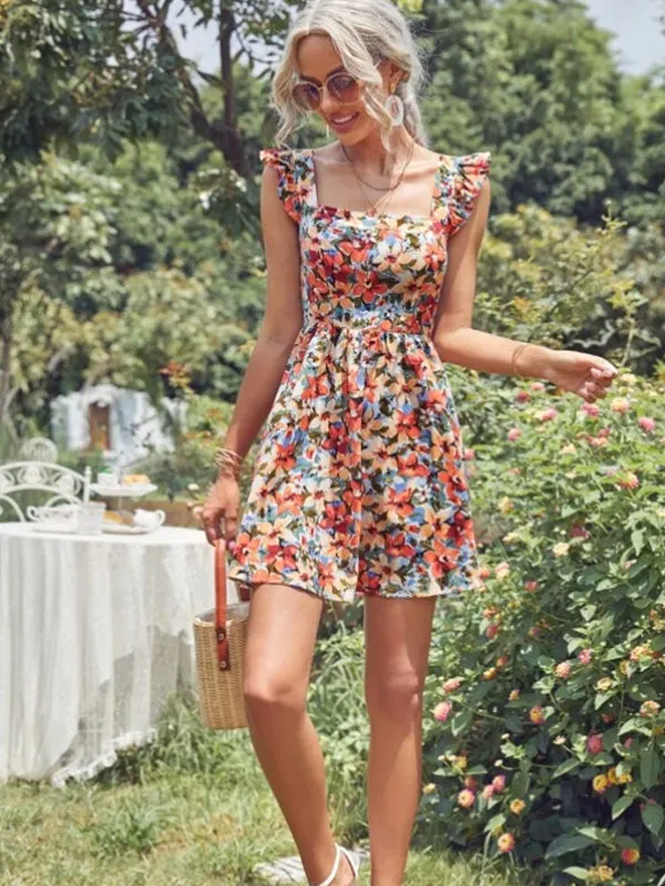 Vestido Curto Estampado Costas c/ Laço