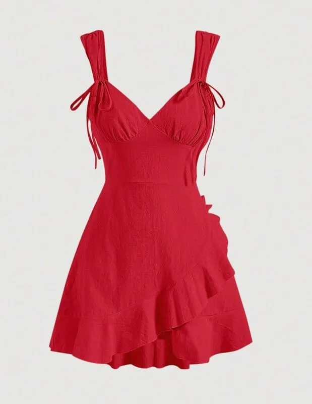 Vestido de Festa Curto Acinturado Decote V