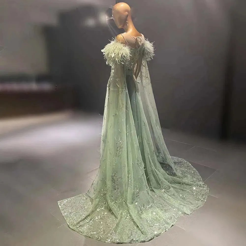 Vestido de Festa Longo Elegante Cristais Verde Menta - Modelo Especial