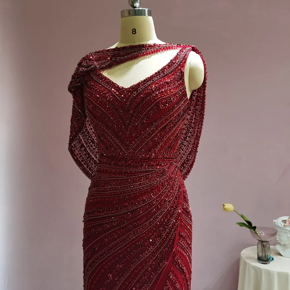 Vestido de Festa Luxo Clássico com Cravejado em Cristais com Manta - Modelo Especial
