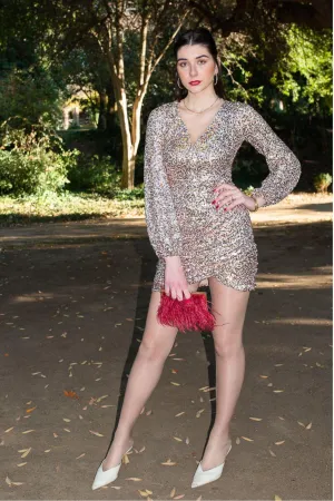 Vestido Elástico en Lentejuelas para Mujer Color Nude