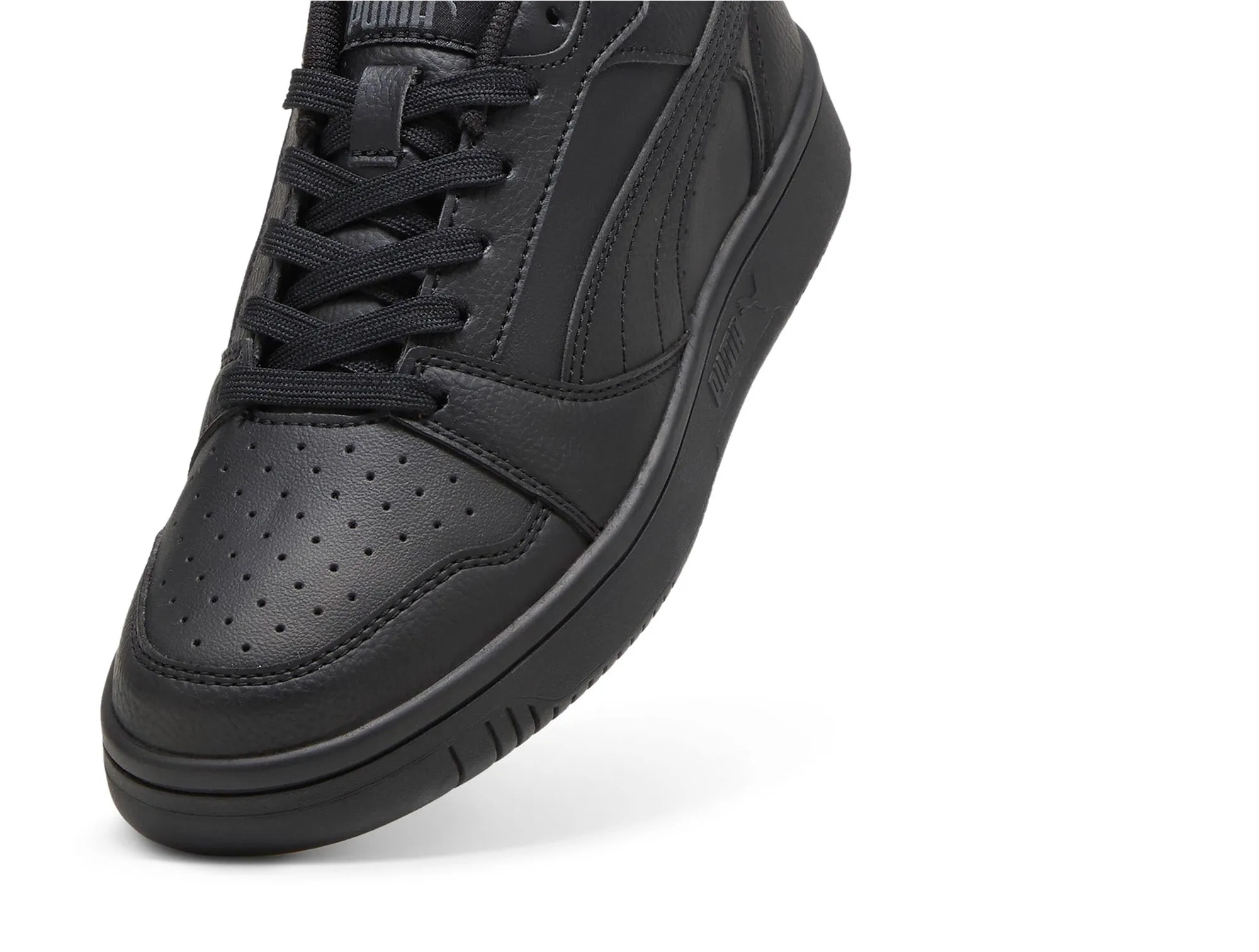 Zapatillas Puma Rebound V6 Cuero Cadete Mono Negro