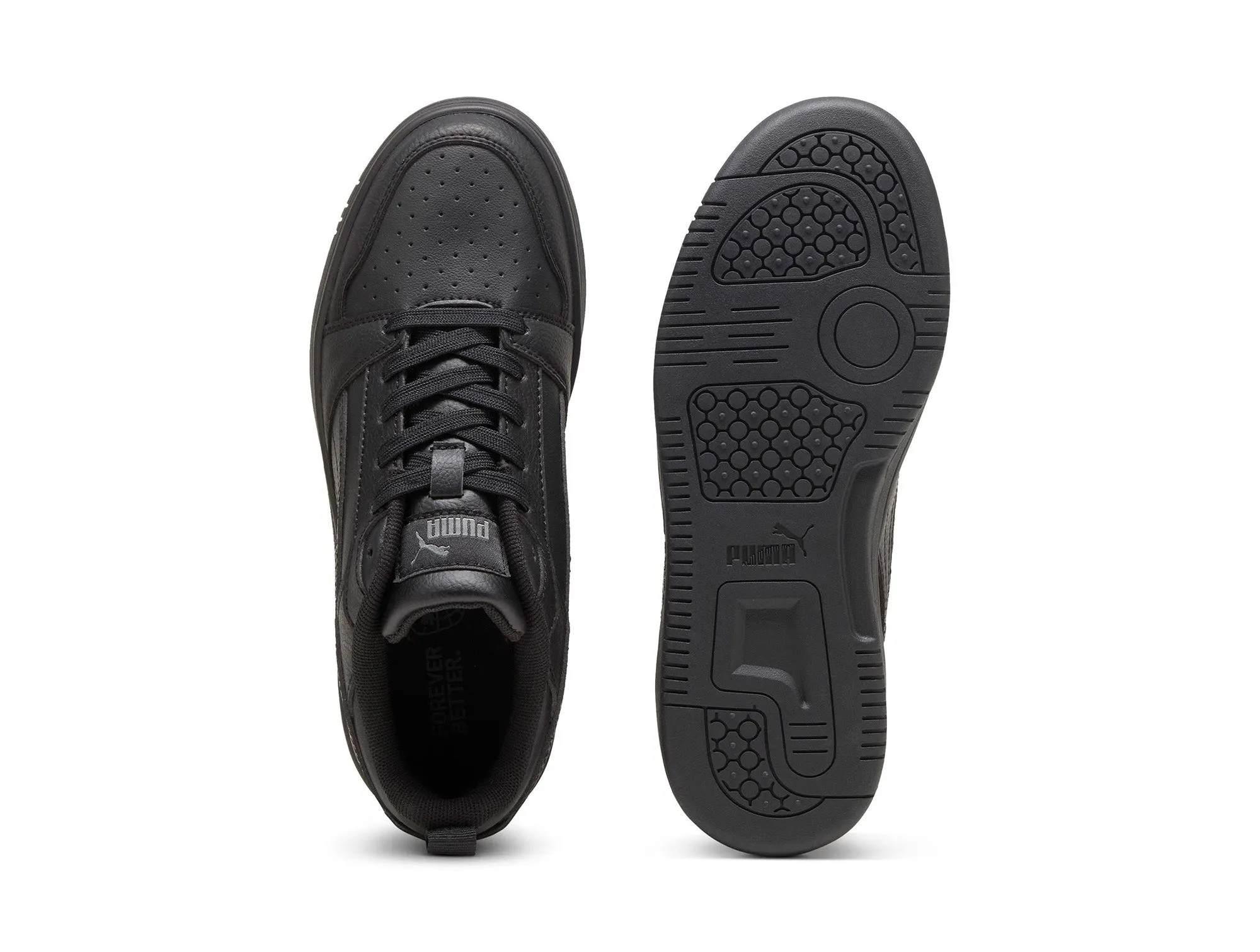 Zapatillas Puma Rebound V6 Cuero Cadete Mono Negro