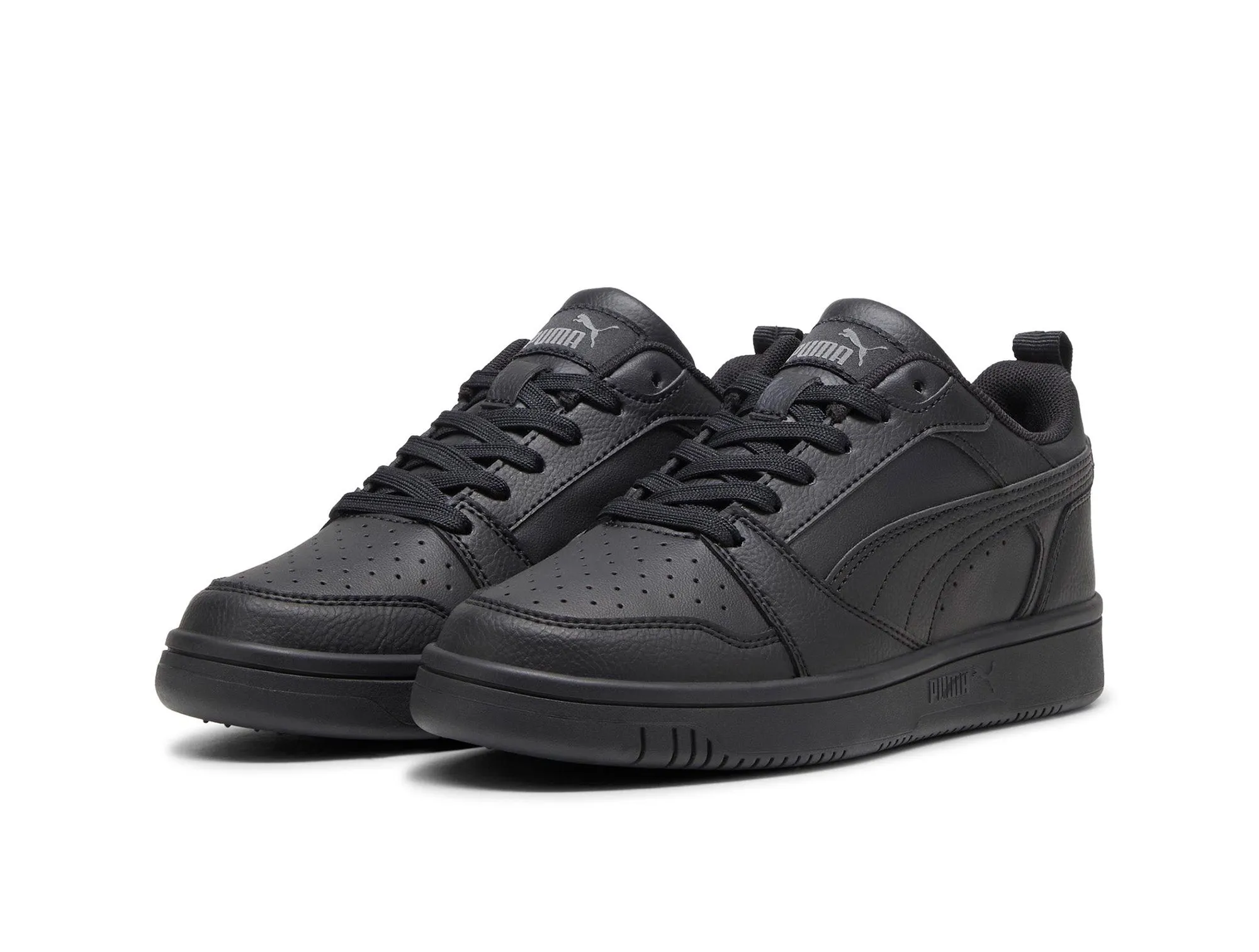 Zapatillas Puma Rebound V6 Cuero Cadete Mono Negro